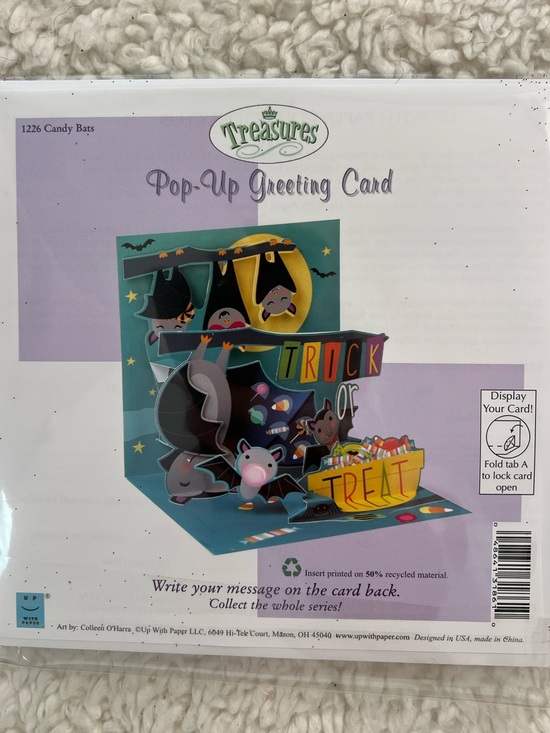 UWP Up With Paper Other - Up with Paper 3-D Pop-Up "Candy Bats" Treasures Halloween Greeting Card